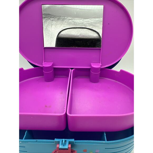 Vintage Teal Original Caboodles 3 Tier Makeup Storage Carrying Case With Mirror - Picture 7 of 10